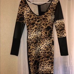 Cheetah and black mini dress